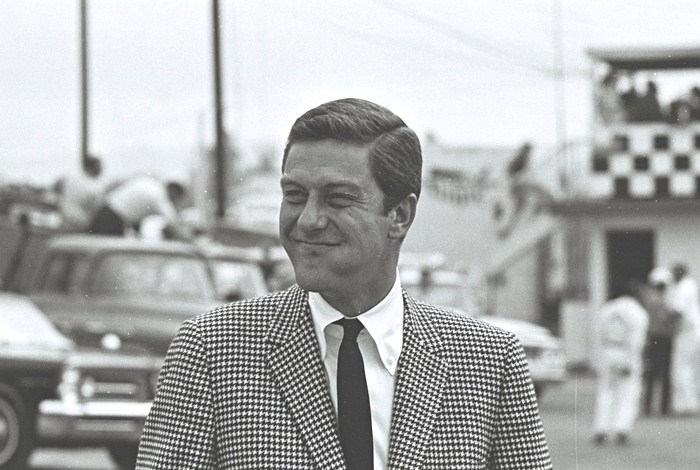 actor Dick Van Dyke at riverside raceway for Cobra Stingray battle